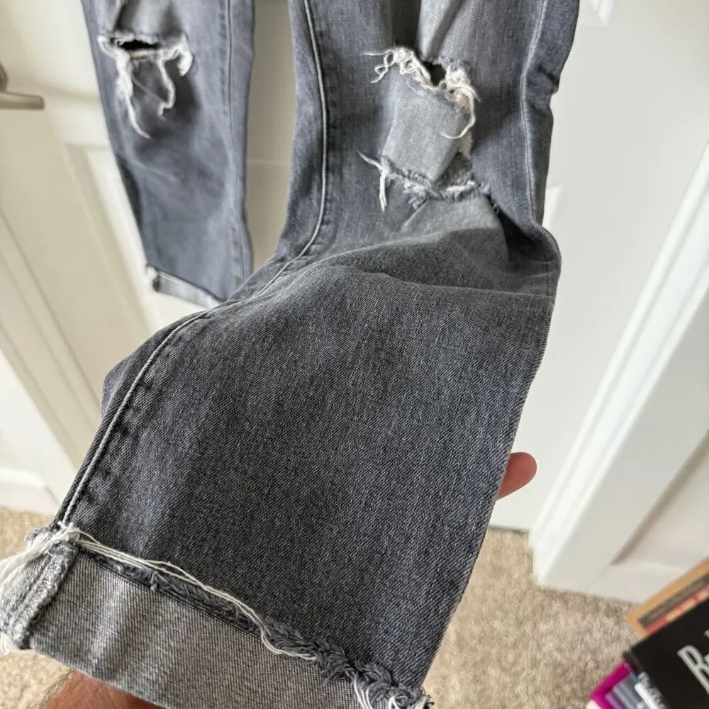 Mother The Scrapper Cuff Ankle Fray Jeans Unstitched in the Dark